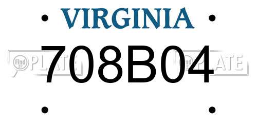 708B04 Virginia License Plate