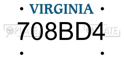 708BD4 Virginia License Plate