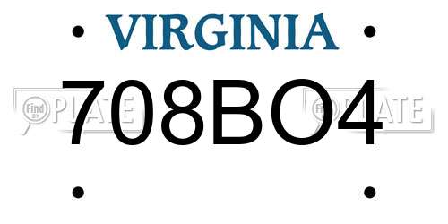 708BO4 Virginia License Plate