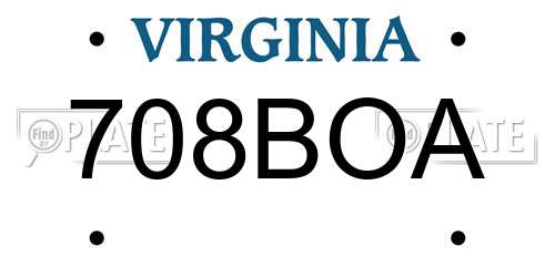 708BOA Virginia License Plate