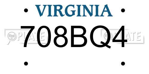 708BQ4 Virginia License Plate