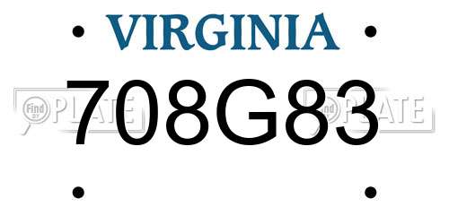 708G83 Virginia License Plate