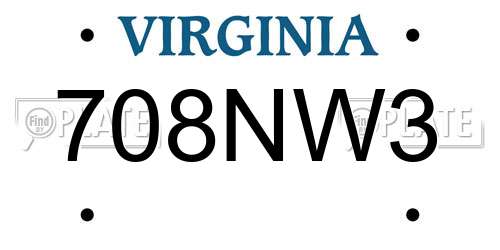 708NW3 Virginia License Plate