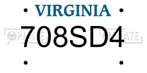 708SD4 Virginia License Plate