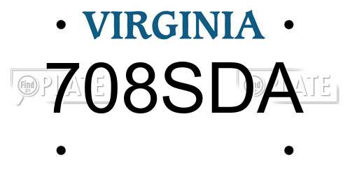 708SDA Virginia License Plate