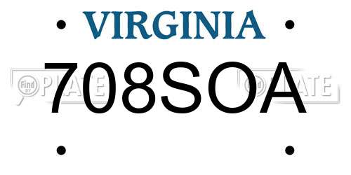708SOA Virginia License Plate