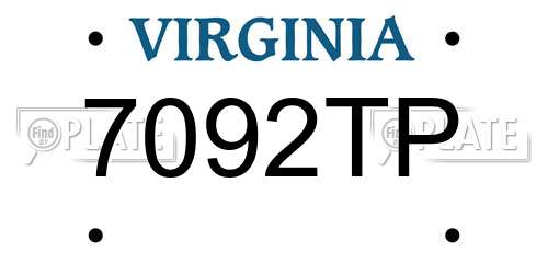 7092TP Virginia License Plate