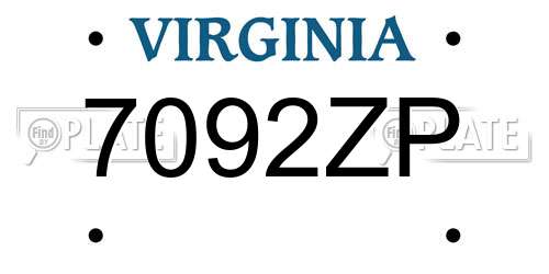 7092ZP Virginia License Plate