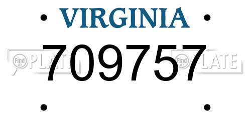 709757 Virginia License Plate
