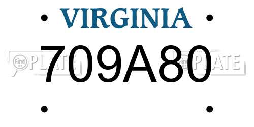709A80 Virginia License Plate