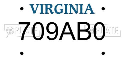 709AB0 Virginia License Plate