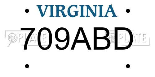 709ABD Virginia License Plate