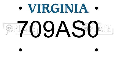 709AS0 Virginia License Plate
