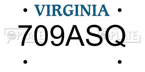 709ASQ Virginia License Plate