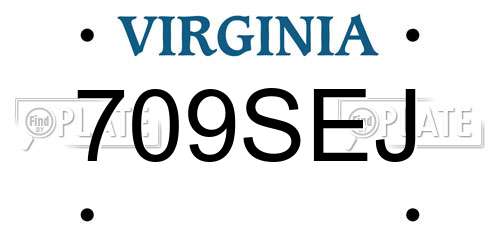 709SEJ Virginia License Plate