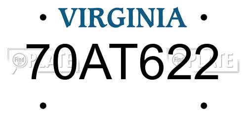 70AT622 Virginia License Plate
