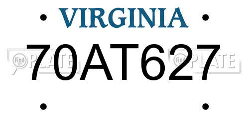 70AT627 Virginia License Plate