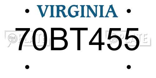70BT455 Virginia License Plate
