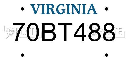 70BT488 Virginia License Plate