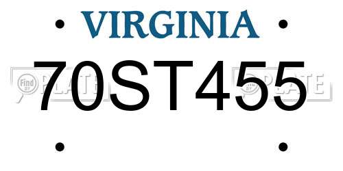 70ST455 Virginia License Plate