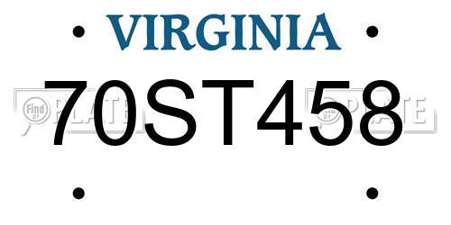 70ST458 Virginia License Plate