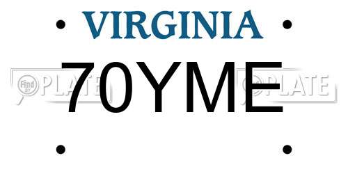 70YME Virginia License Plate