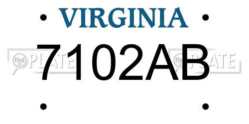 7102AB Virginia License Plate
