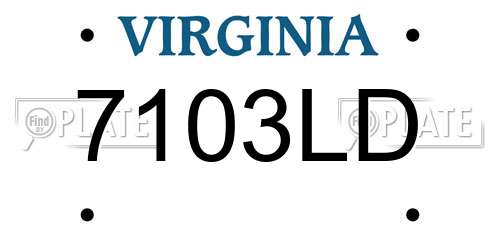 7103LD Virginia License Plate