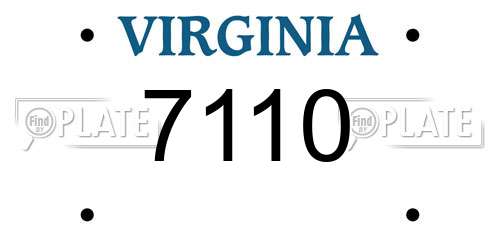 7110 Virginia License Plate