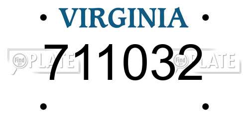 711032 Virginia License Plate