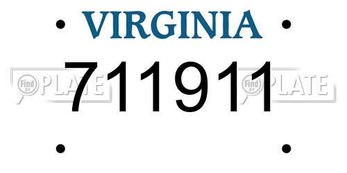 711911 Virginia License Plate