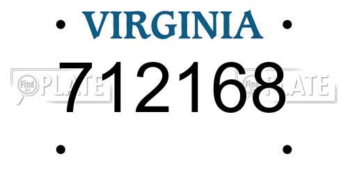 712168 Virginia License Plate