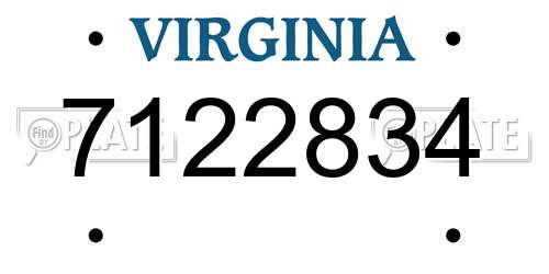 7122834 Virginia License Plate