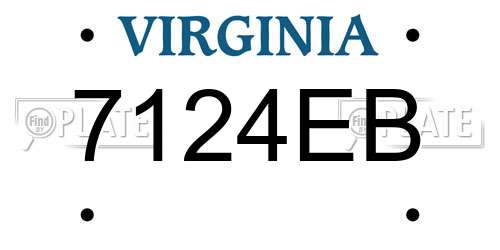 7124EB Virginia License Plate