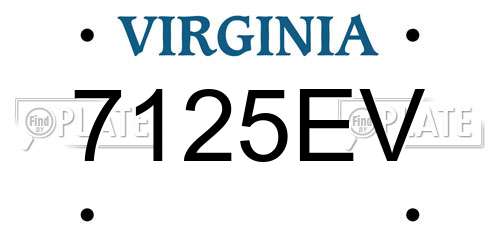 7125EV Virginia License Plate