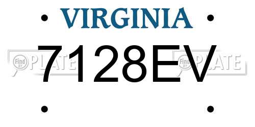 7128EV Virginia License Plate