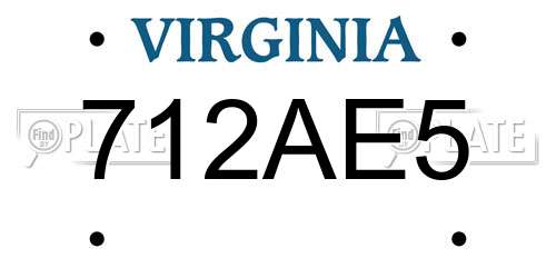 712AE5 Virginia License Plate