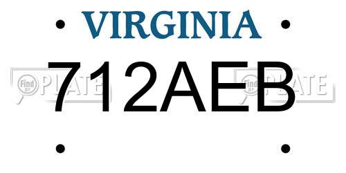712AEB Virginia License Plate
