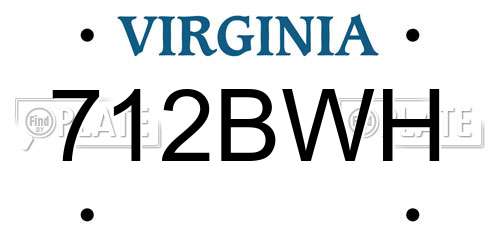 712BWH Virginia License Plate