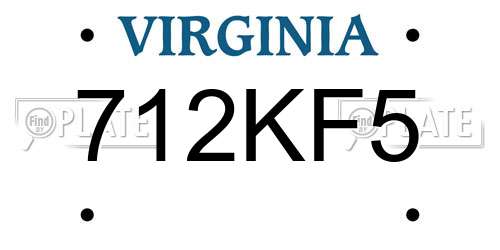 712KF5 Virginia License Plate