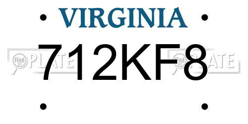 712KF8 Virginia License Plate