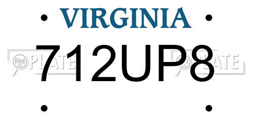 712UP8 Virginia License Plate