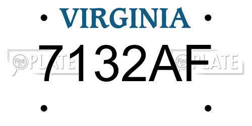 7132AF Virginia License Plate