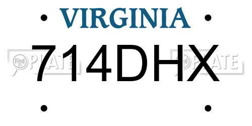 714DHX Virginia License Plate