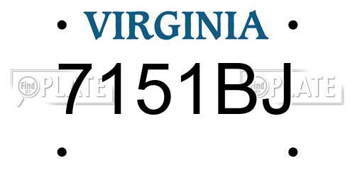 7151BJ Virginia License Plate