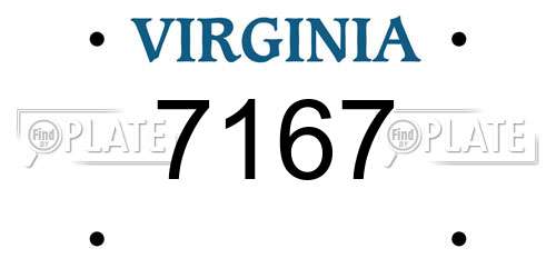 7167 Virginia License Plate