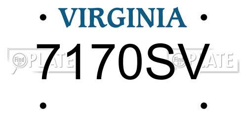7170SV Virginia License Plate