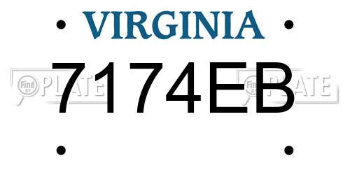 7174EB Virginia License Plate