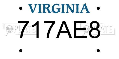 717AE8 Virginia License Plate