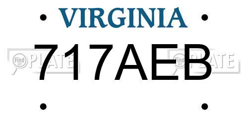 717AEB Virginia License Plate